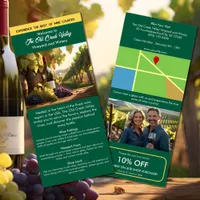 Tourist info marketing vineyard winery green rack card