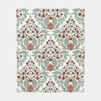 Art Nouveau Botanical–Vintage Floral Scallop  Fleece Blanket