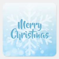 Blue Christmas Snowflake Square Sticker