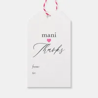 Pink mani thanks gift tags