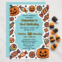 Spooky Candy Jack-o'-Lantern Halloween Birthday Invitation