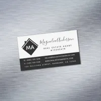 Black White Monogram Real Estate Business Card Magnet