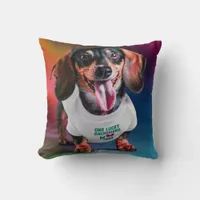 One lucky dachshund mom throw pillow