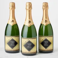 Elegant 27th Music Wedding Anniversary Celebration Sparkling Wine Label