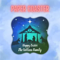 Nativity Scene - Happy Easter | Paper Coaster