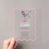 Getting Rowdy Retro Martini Bachelorette Party Acrylic Invitations
