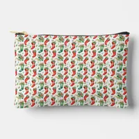 Pretty Watercolor Red and Green Stockings Small Accessory Pouch
