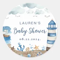 Nautical Baby Shower Round Sticker