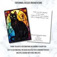 Stained Glass Animal Rescue Organization Black Cat Thank You Card