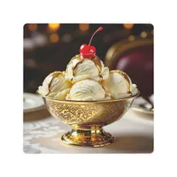 Ice Cream Sundae with Gold Syrup Blank Metal Print