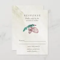 Rustic Winter Forest Woodland Pine Cone Wedding RSVP Card