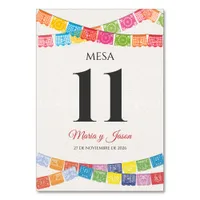 Papel Picado Elegant Colorful Boda Spanish Wedding Table Number