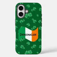 Irish Flag with Shamrock Pattern iPhone 16 Case