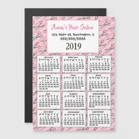 Cute Pink Hair Salon Business Mini 2019 Calendar Magnetic Invitation