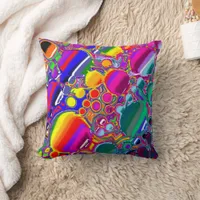 Rainbow Blast Abstract Art   Throw Pillow