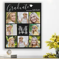 Graduation 8 Photo Collage Personalized Black  Faux Canvas Print