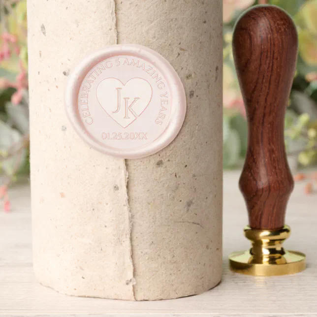 Elegant 5th Wood Wedding Anniversary Celebration Wax Seal Stamp