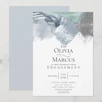 Modern Abstract Brushstrokes Dusty Blue Sage Green Invitation