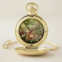 Cute Mushroom Fairy in the Forest Pocket Watch