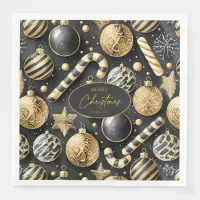 Black Gold Christmas Pattern#12 ID1009 Paper Dinner Napkins