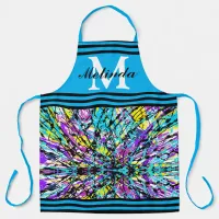 Colors of Life Vivid Abstract Art Monogram Initial Apron