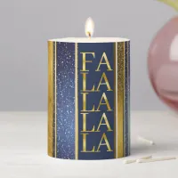 Blue Gold Christmas Fa La La Pattern#27 ID1009 Pillar Candle