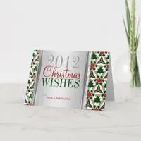 Hollyish Christmas Red Green Pattern Greeting Card