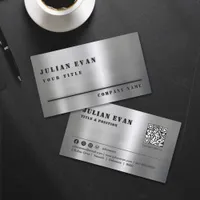 Simple Minimalist Masculine Brushed Metal  Business Card