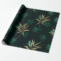 Exotic Tropical Green and Gold Wrapping Paper