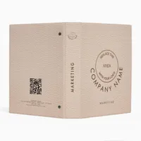 Company Name Logo QR Code Ivory Faux Leather  Mini Binder