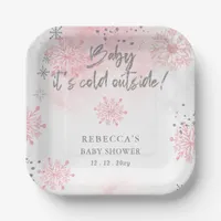 Pink Baby its Cold Outside Winter Baby Shower Paper Plates