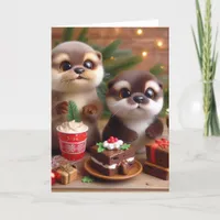 Otters and Christmas Sweets Card