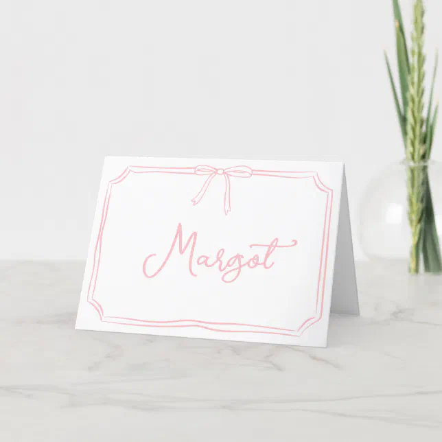 Handwritten Custom Name Coquette Bow Notecard