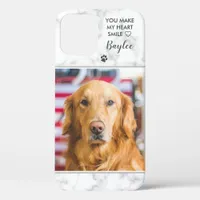 Pet Photo Stylish Marble Modern Quote Dog Cat iPhone 12 Case