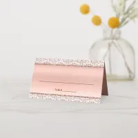 Elegant Rose Gold Metallic Damask Wedding  Place Card