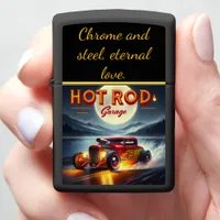 Racing through a moonlit landscape in a hot rod zippo lighter