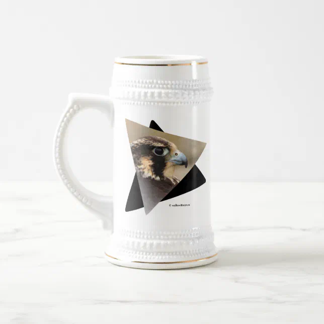 Vignetted Profile of a Peregrine Falcon Beer Stein