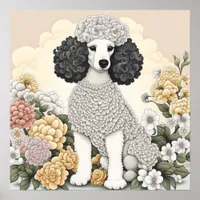 Poodle in Whimsical Flowers  Poster