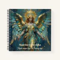 A Beautiful Gold and Turquoise Angel Personalized Notebook