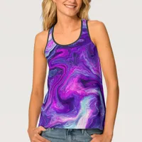 Purple, Blue, Pink Marble Fluid Art    Tank Top