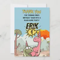 Cute Cartoon Dinosaur Birthday  Thank You Card