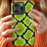 Black Green Snakeskin Snake Serpent iPhone X Case