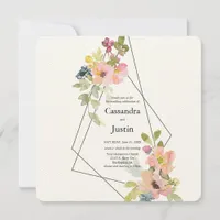 Trendy Geometric Floral Wedding Invitation