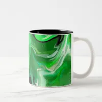 Green Marble Digital Fluid Art Fancy Two-Tone Coffee Mug