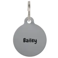 Custom Personalized Name Photo Grey Pet ID Tag