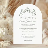 Elegant Vintage Romance Sage Green Floral Wedding Invitation