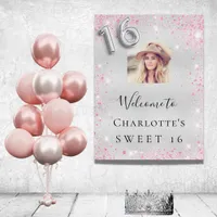 Sweet 16 birthday silver pink glitter photo foam board