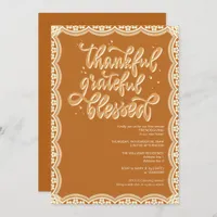 Rustic Fall Autumn Friendsgiving Terracotta Invitation