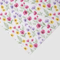 Pretty Yellow, Purple, Pink Floral Watercolor Tissue Paper