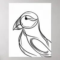 Puffin Line Art | Irish Coastal Bird Poster